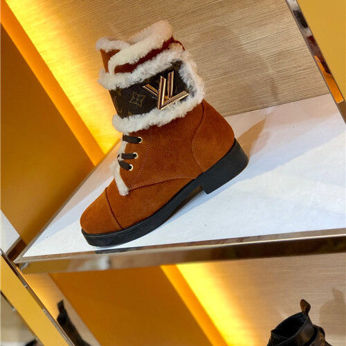 High Quality Luxury Louis Vuitton Ladies Wool Lace Up Boots – Style 09635 product detail