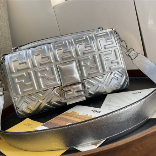 High Quality Luxury Fend Silver Baguette Shoulder Bag alternate view