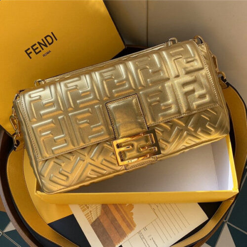High Quality Luxury Fend Gold Baguette Bags