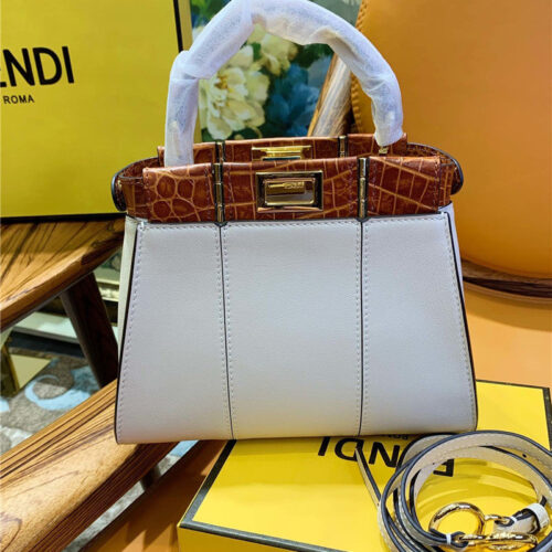 High Quality Luxury Fendi Peekaboo Bag White
