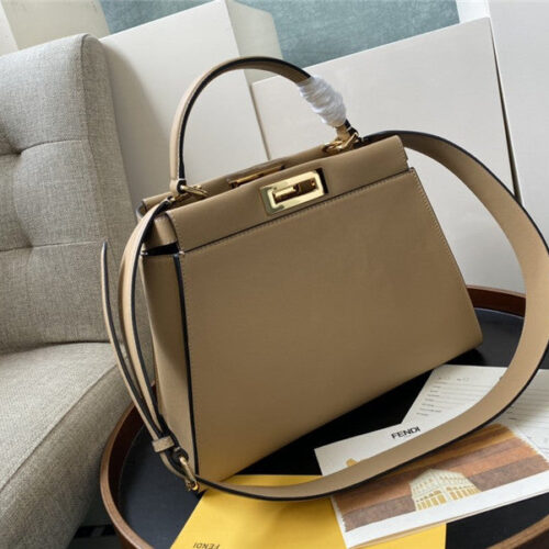 High Quality Luxury Fendi Peekaboo Bag Medium Brown alternate view
