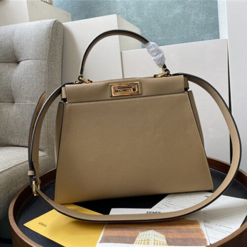 High Quality Luxury Fendi Peekaboo Bag Medium Brown
