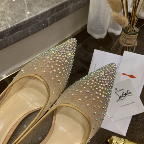 High Quality Luxury Christian Louboutin Rhinestone Mesh Pumps – Style 58068 product detail