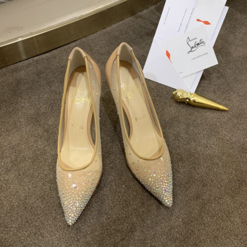 High Quality Luxury Christian Louboutin Rhinestone Mesh Pumps – Style 58068