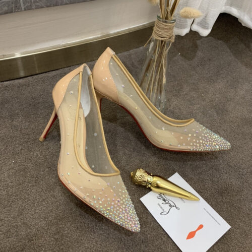 High Quality Luxury Christian Louboutin Rhinestone Mesh Pumps – Style 58068 product detail