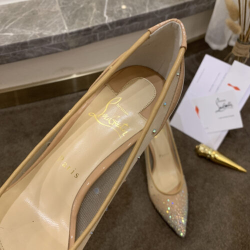 High Quality Luxury Christian Louboutin Rhinestone Mesh Pumps – Style 58068 product detail