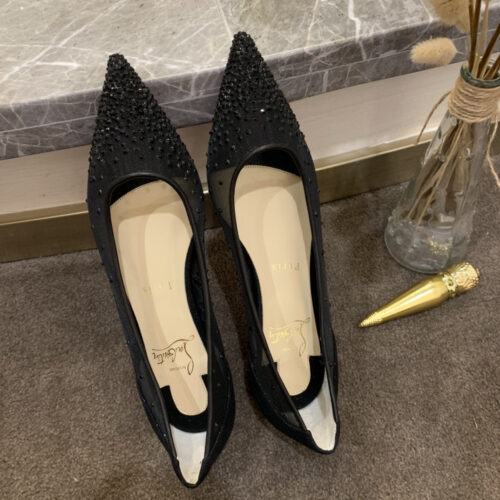 High Quality Luxury Christian Louboutin Rhinestone Mesh Pumps – Style 46196 product detail