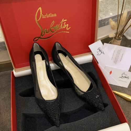 High Quality Luxury Christian Louboutin Rhinestone Mesh Pumps – Style 46196 product detail