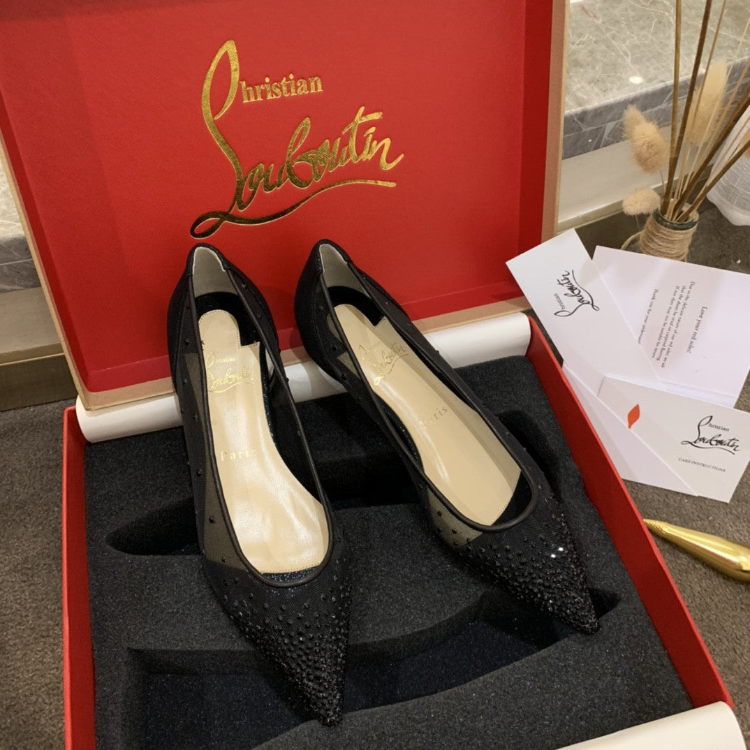 High Quality Luxury Christian Louboutin Rhinestone Mesh Pumps – Style 46196 product detail