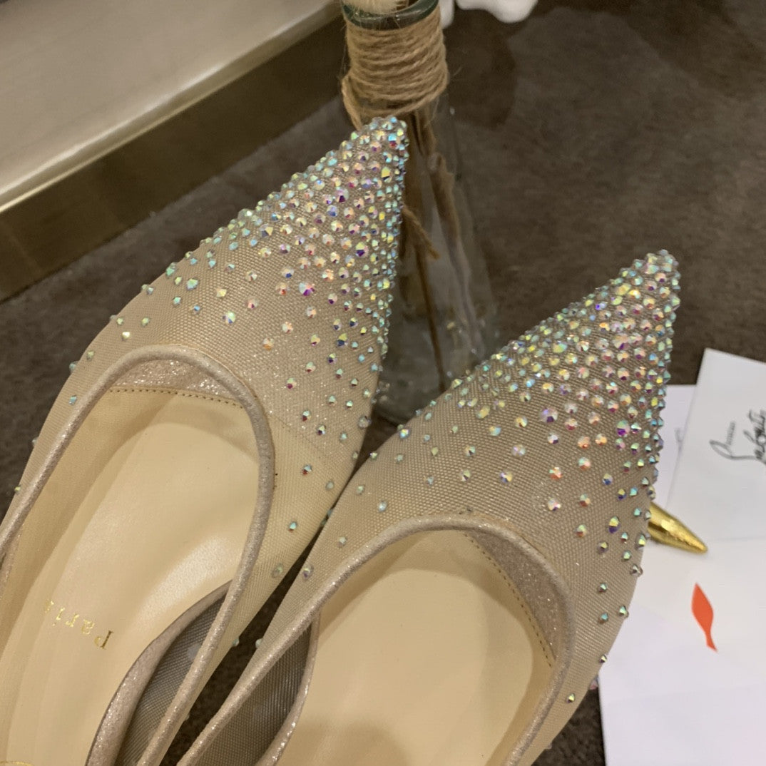 High Quality Luxury Christian Louboutin Rhinestone Mesh Pumps product detail
