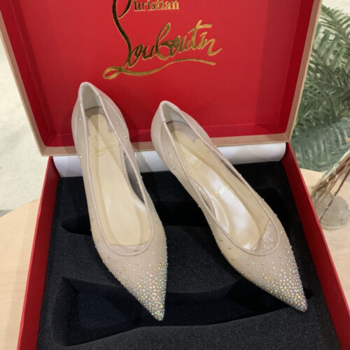 High Quality Luxury Christian Louboutin Rhinestone Mesh Pumps