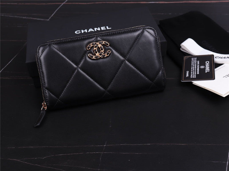 High Quality Luxury Chanel 19 Long Zip Wallet – Style 46820
