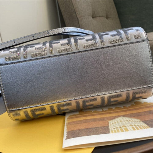 High Quality Luxury Fendi Peekaboo Mini Silver Shoulder Bag product detail