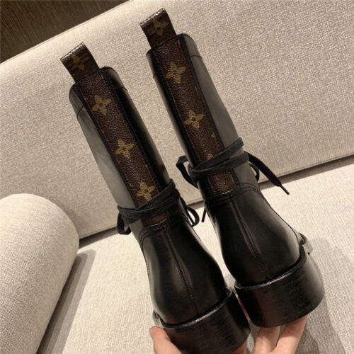 High Quality Luxury Louis Vuitton Monogram Casual Style Plain Leather Block Heels Black product detail
