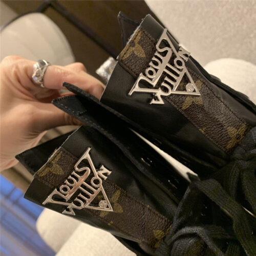 High Quality Luxury Louis Vuitton Monogram Casual Style Plain Leather Block Heels Black product detail