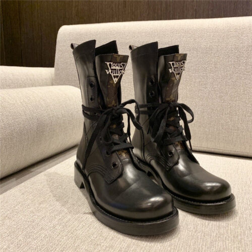 High Quality Luxury Louis Vuitton Monogram Casual Style Plain Leather Block Heels Black product detail