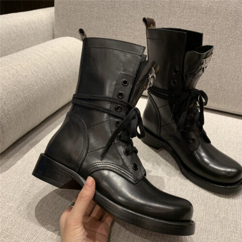 High Quality Luxury Louis Vuitton Monogram Casual Style Plain Leather Block Heels Black alternate view