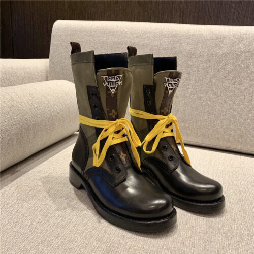 High Quality Luxury Louis Vuitton Monogram Casual Style Plain Leather Block Heels Logo