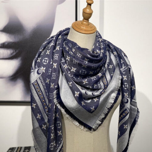 High Quality Luxury Scarf LV Denim Blue alternate view