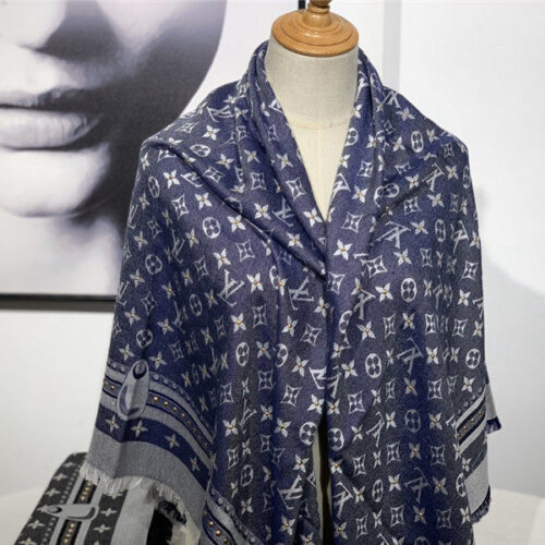 High Quality Luxury Scarf LV Denim Blue