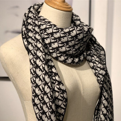 High Quality Luxury Dior Cashmere Shawl Black alternate view