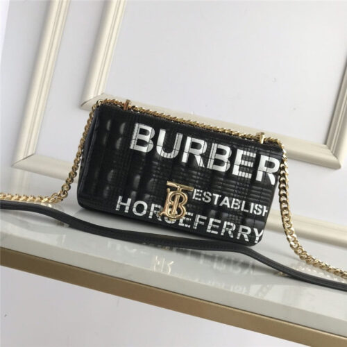 High Quality Luxury Burberry Small Horseferry Print Quilted Lola Bag In Black