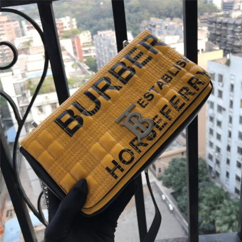High Quality Luxury Burberry Small Horseferry Print Quilted Lola Bag In Yellow product detail