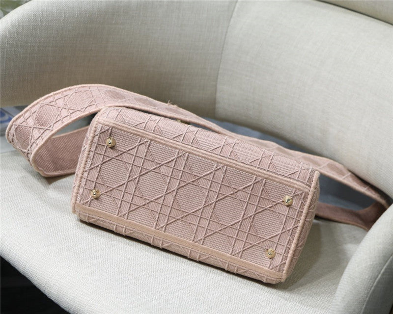 High Quality Luxury Lady Dior Pink Embroidery Top Handle Bag – 20 Cm product detail