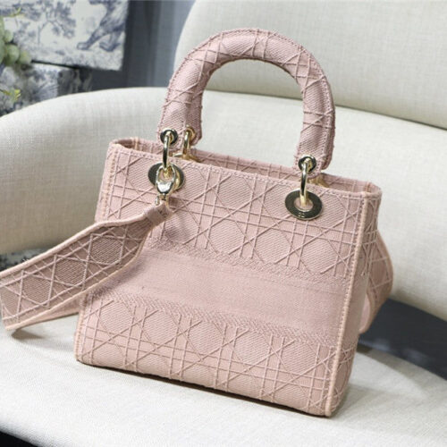 High Quality Luxury Lady Dior Pink Embroidery Top Handle Bag – 20 Cm product detail