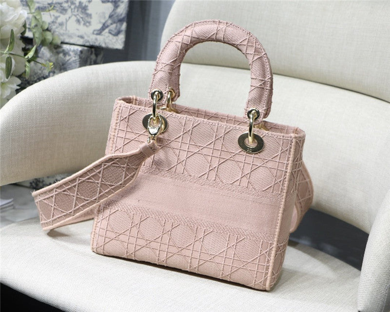 High Quality Luxury Lady Dior Pink Embroidery Top Handle Bag – 20 Cm product detail