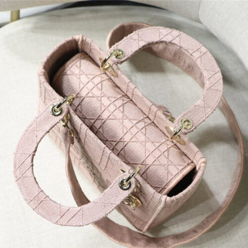 High Quality Luxury Lady Dior Pink Embroidery Top Handle Bag – 20 Cm product detail