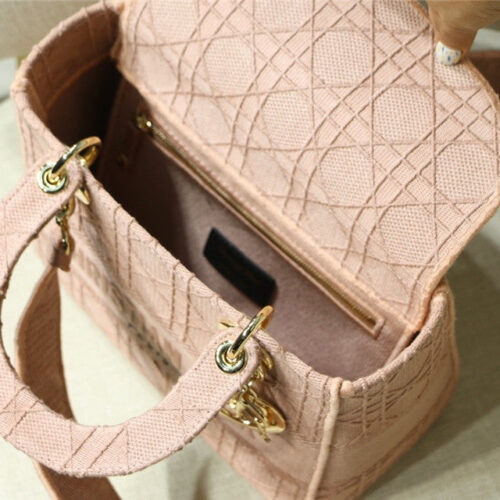 High Quality Luxury Lady Dior Pink Embroidery Top Handle Bag – 20 Cm product detail