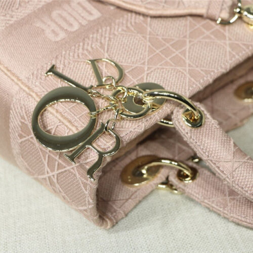 High Quality Luxury Lady Dior Pink Embroidery Top Handle Bag – 20 Cm product detail