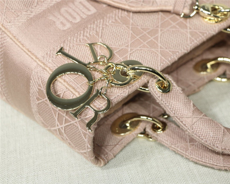 High Quality Luxury Lady Dior Pink Embroidery Top Handle Bag – 20 Cm product detail