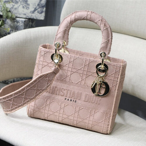 High Quality Luxury Lady Dior Pink Embroidery Top Handle Bag – 20 Cm product image