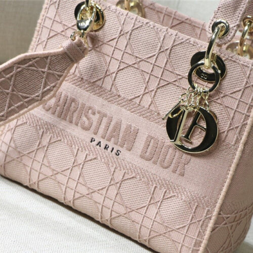 High Quality Luxury Lady Dior Pink Embroidery Top Handle Bag – 20 Cm product detail