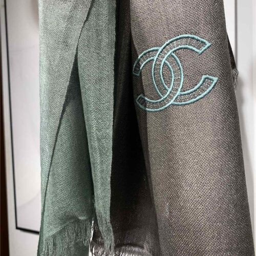 High Quality Luxury Chanel Cashmere Shawl Dark Green alternate view