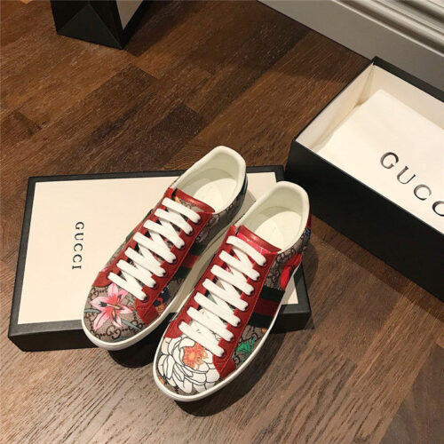High Quality Luxury Guuci Printed Leather Sneakers