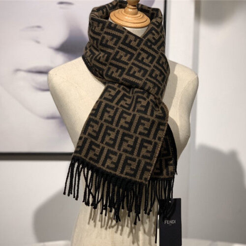 High Quality Luxury Fendi Cashmere Shawl Brown alternate view