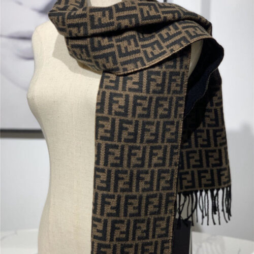 High Quality Luxury Fendi Cashmere Shawl Brown