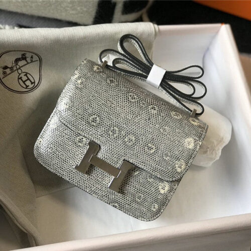 High Quality Luxury Hermes Constance Bag 18 Ombre Lizard Gold Hardware New