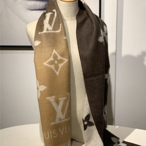 High Quality Luxury LV Cashmere Shawl Camel