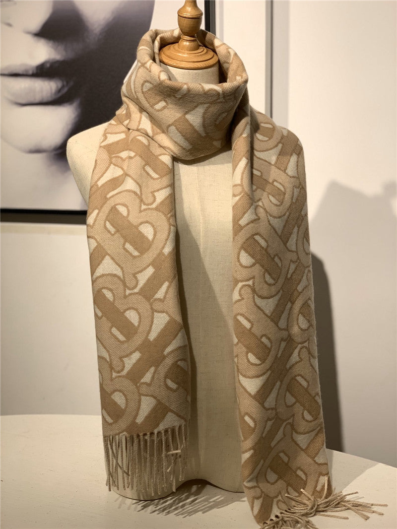 High Quality Luxury Burberry Cashmere Shawl Brown