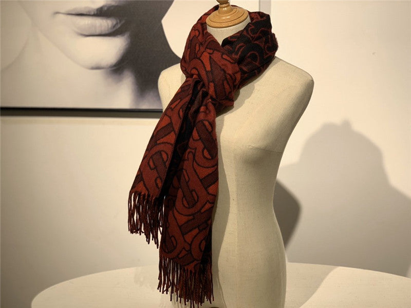 High Quality Luxury Burberry Cashmere Shawl Red