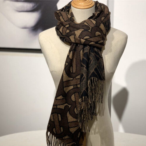 High Quality Luxury Burberry Cashmere Shawl Brown – Style 24597