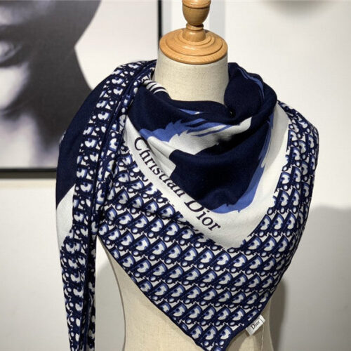 High Quality Luxury Dior Cashmere Shawl Dark Blue alternate view