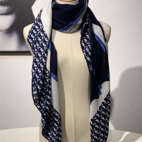 High Quality Luxury Dior Cashmere Shawl Dark Blue