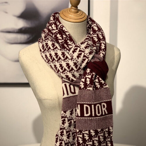 High Quality Luxury Dior Cashmere Shawl Wine Red alternate view