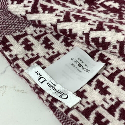 High Quality Luxury Dior Cashmere Shawl Wine Red product detail