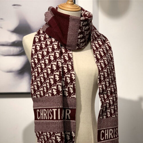 High Quality Luxury Dior Cashmere Shawl Wine Red product detail